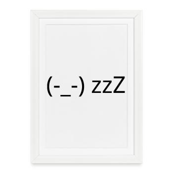 Émotique (-_-) zzZ de sommeil Kaomoji fatigué - Affiche encadrée (27 × 37 cm) - blanc - Devant