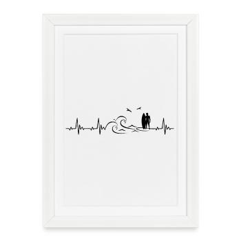 Surfer heartbeat frequency pulse ECG - Framed poster (27 × 37 cm) - white - Front