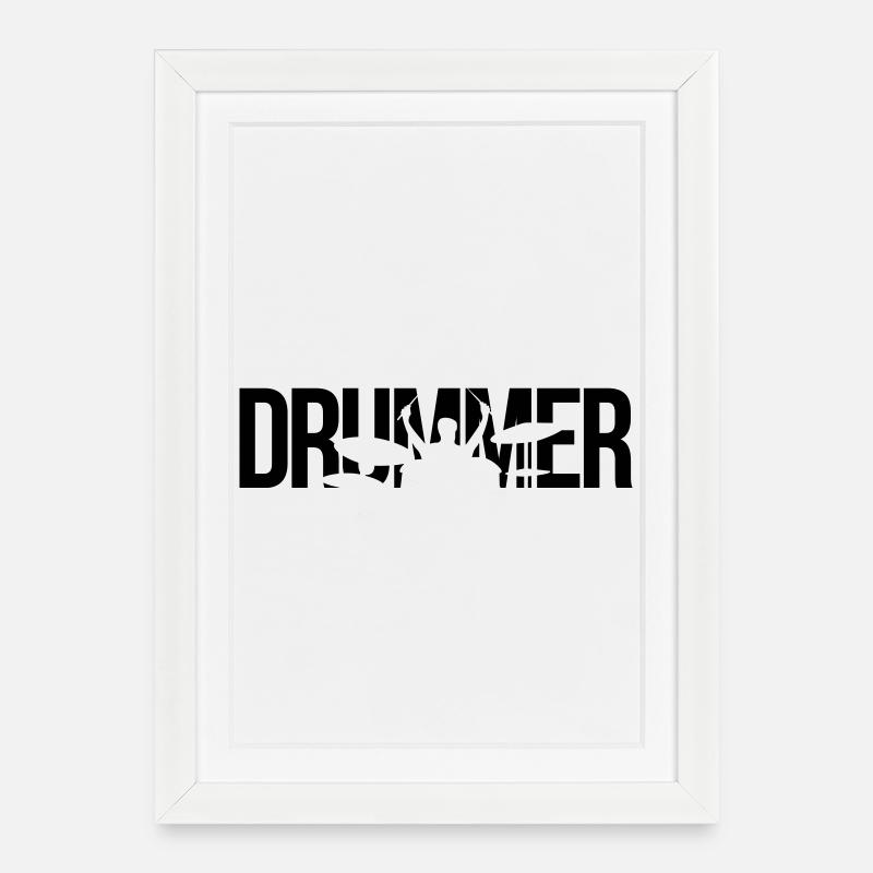 Schlagzeuger - Gerahmtes Poster (27 × 37 cm) - Weiß