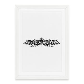 Ornement de tatouage tribal avec des crocodiles. - Affiche encadrée (27 × 37 cm) - blanc - Devant