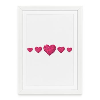 Cœurs géométriques Rose Polygon Design Love - Affiche encadrée (27 × 37 cm) - blanc - Devant