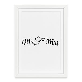 Mrs & Mrs Herz Design pour les mariages lesbiens - Affiche encadrée (27 × 37 cm) - blanc - Devant