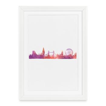 Horizon à l’aquarelle de Londres - Affiche encadrée (27 × 37 cm) - blanc - Devant