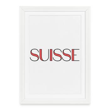 SUISSE. PAYS. GENEVE. HUMOUR. DRAPEAU. GENEVE - Affiche encadrée (27 × 37 cm) - blanc - Devant