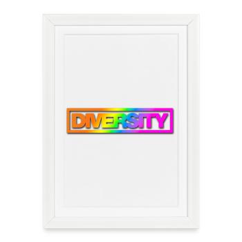 Typo Diversity Contour Rainbow Shadow - Framed poster (27 × 37 cm) - white - Front