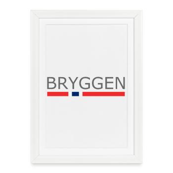 Bryggen - Bergen - Norvège - Norvège - Norvège - Affiche encadrée (27 × 37 cm) - blanc - Devant