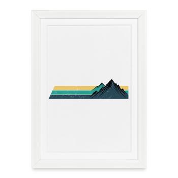 Retro Mountain Sunset Stripes - Framed poster (27 × 37 cm) - white - Front