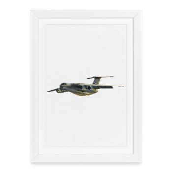 Silhouette d’avion cargo en gris - Affiche encadrée (27 × 37 cm) - blanc - Devant