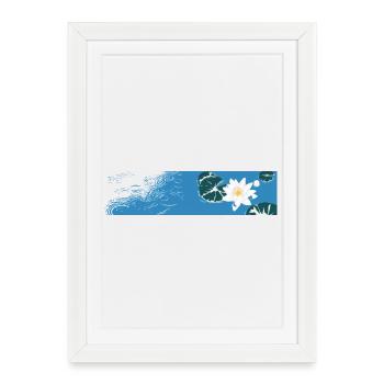 Nénuphar bleu sur l’eau - Affiche encadrée (27 × 37 cm) - blanc - Devant