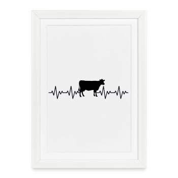 Battement de cœur ECG de vache d’élevage - Affiche encadrée (27 × 37 cm) - blanc - Devant