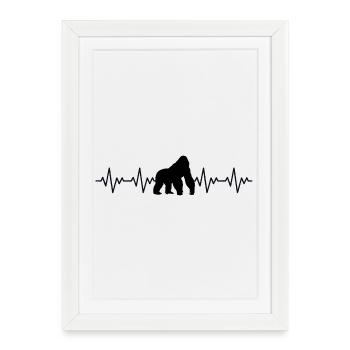 Gorilla ECG Heartbeat - Framed poster (27 × 37 cm) - white - Front