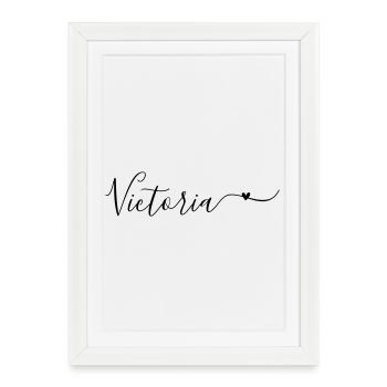 Prénom Victoria Prénom décoratif - Affiche encadrée (27 × 37 cm) - blanc - Devant