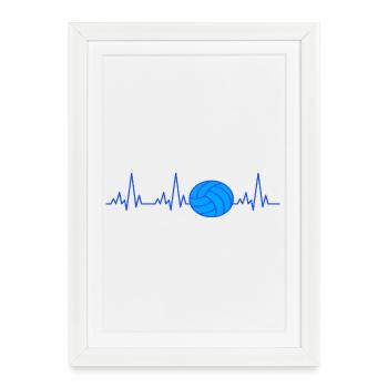 Joueuse de volley-ball Heartbeat Gift - Affiche encadrée (27 × 37 cm) - blanc - Devant