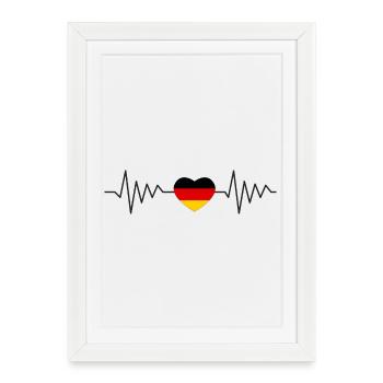 Germany Heartbeat ECG Football Fan Shirt - Framed poster (27 × 37 cm) - white - Front