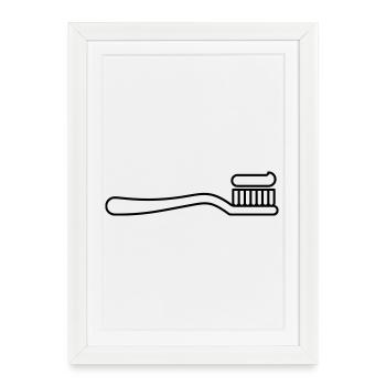 Toothbrush, Dentist, Brushing Teeth - Framed poster (27 × 37 cm) - white - Front