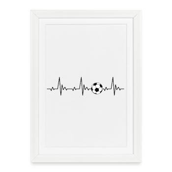 Fréquence cardiaque de football pulsation football ECG - Affiche encadrée (27 × 37 cm) - blanc - Devant