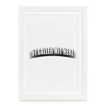 St Galler mit Herz mit Linienraster schmutzig - Gerahmtes Poster (27 × 37 cm) - Weiß - Vorne