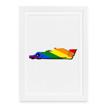 Voiture de course LGBT lgbtqia pride - Affiche encadrée (27 × 37 cm) - blanc - Devant