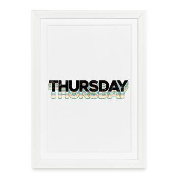 Jeudi Rayures Arc-en-ciel Rétro - Affiche encadrée (27 × 37 cm) - blanc - Devant