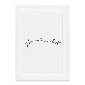 Battement de cœur requin - Affiche encadrée (27 × 37 cm) - blanc - Devant