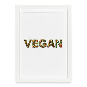 Vegan – plant-based from fruit and vegetables - Framed poster (27 × 37 cm) - white - Front