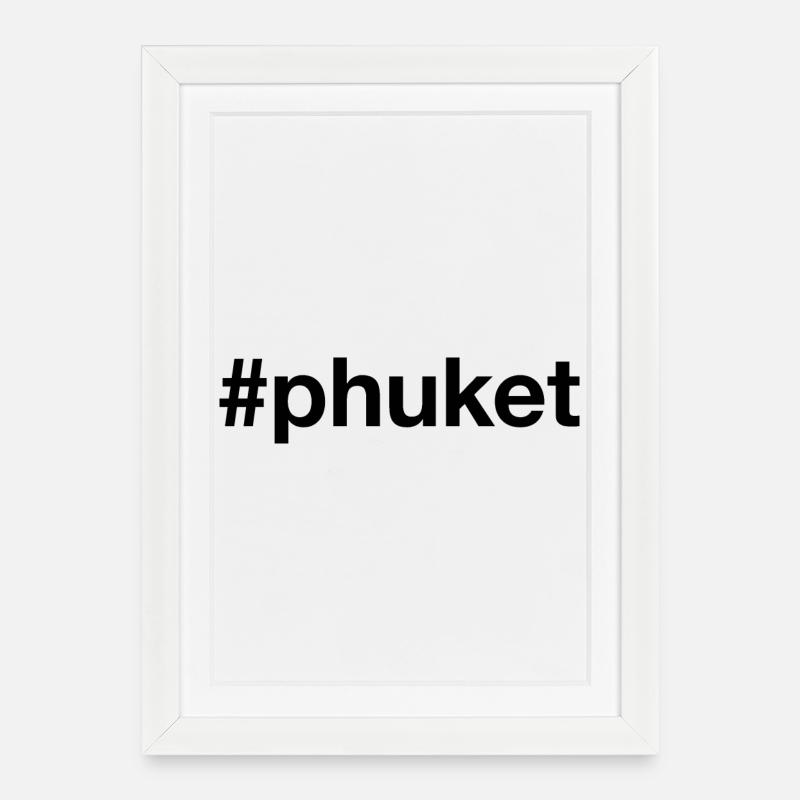 PHUKET Hashtag - Gerahmtes Poster (27 × 37 cm) - Weiß