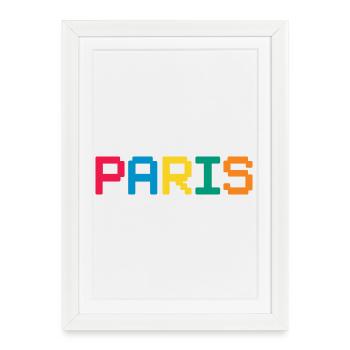 PARIS Pixel - Gerahmtes Poster (27 × 37 cm) - Weiß - Vorne