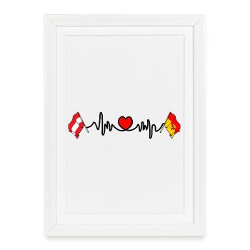 Burgenland Flags Heartbeat - Framed poster (27 × 37 cm) - white - Front