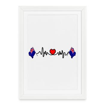 Fréquence cardiaque en Nouvelle-Zélande - Affiche encadrée (27 × 37 cm) - blanc - Devant