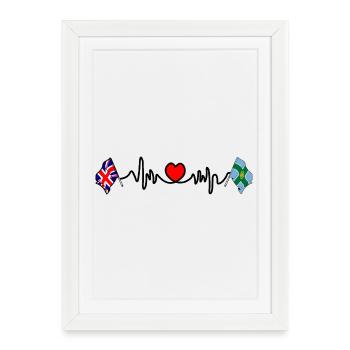 Derbyshire & UK Heartbeat - Affiche encadrée (27 × 37 cm) - blanc - Devant