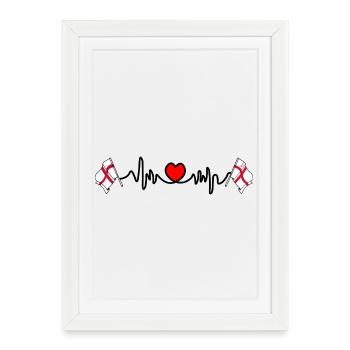 City of London & England Heartbeat - Affiche encadrée (27 × 37 cm) - blanc - Devant