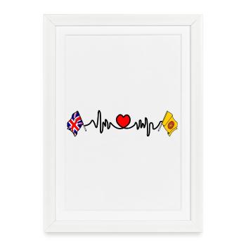 Fréquence cardiaque du Lancashire et du Royaume-Uni - Affiche encadrée (27 × 37 cm) - blanc - Devant