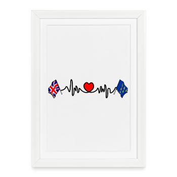 West Sussex flag + heartbeat & British flag - Framed poster (27 × 37 cm) - white - Front