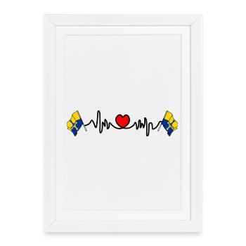 Durham Flag with Heartbeat - Framed poster (27 × 37 cm) - white - Front