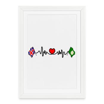North Yorkshire + Great Britain flag with heartbeat - Framed poster (27 × 37 cm) - white - Front