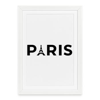 Paris Eiffel Tower Noir Souvenir France - Affiche encadrée (27 × 37 cm) - blanc - Devant