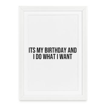 Reine de l’anniversaire | T-shirt drôle d’anniversaire - Affiche encadrée (27 × 37 cm) - blanc - Devant