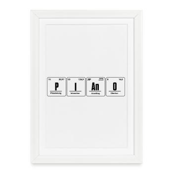 Klavier - PIAnO chemische Elemente Periodensystem - Gerahmtes Poster (27 × 37 cm) - Weiß - Vorne