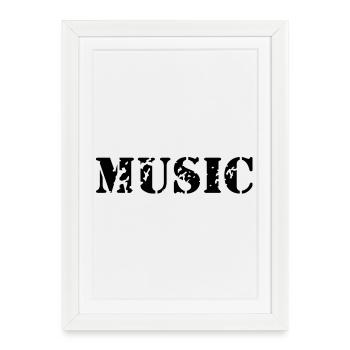 music as a stamp print design - Framed poster (27 × 37 cm) - white - Front