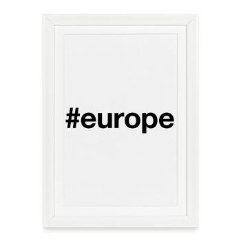 EUROPA Europe Hashtag - Affiche encadrée (27 × 37 cm) - blanc - Devant
