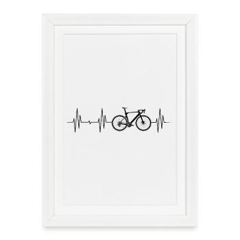 Road Bike Bike Bike Symbol Heartbeat Pulse ECG - Affiche encadrée (27 × 37 cm) - blanc - Devant