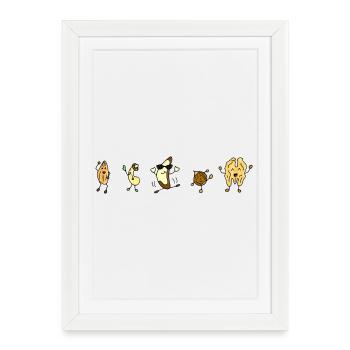 Noix de noix Veggie Vegan Manger drôle message - Affiche encadrée (27 × 37 cm) - blanc - Devant