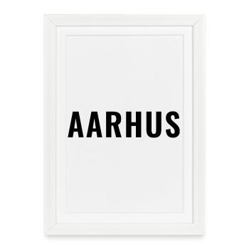 Aarhus Denmark Minimal Typography - Framed poster (27 × 37 cm) - white - Front