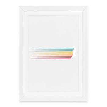 Silhouette de la Course à rayures arc-en-ciel - Affiche encadrée (27 × 37 cm) - blanc - Devant