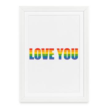 rainbow stripes love you LGBT lgbtqi queer - Framed poster (27 × 37 cm) - white - Front