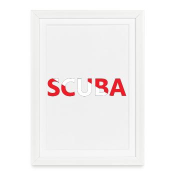 Plongeur - Affiche encadrée (27 × 37 cm) - blanc - Devant