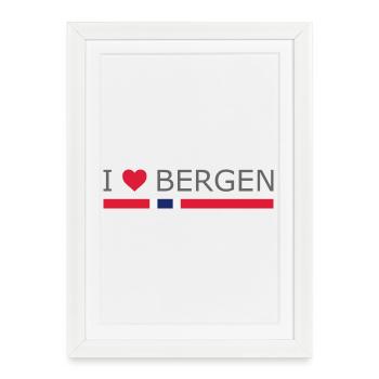 J’aime Bergen - Norvège - Norvège - Norvège - Affiche encadrée (27 × 37 cm) - blanc - Devant