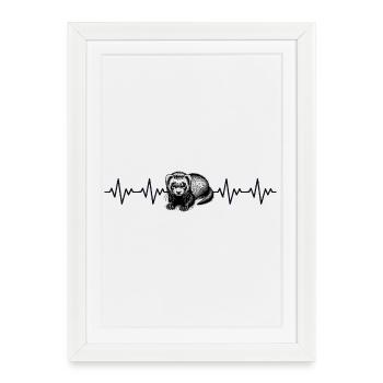 Ferret ECG Heartbeat - Framed poster (27 × 37 cm) - white - Front