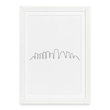 Silhouette de la skyline d’Austin - Affiche encadrée (27 × 37 cm) - blanc - Devant