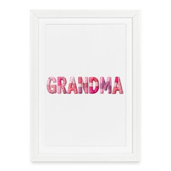 Patchwork de lettres à carreaux roses de grand-mère - Affiche encadrée (27 × 37 cm) - blanc - Devant